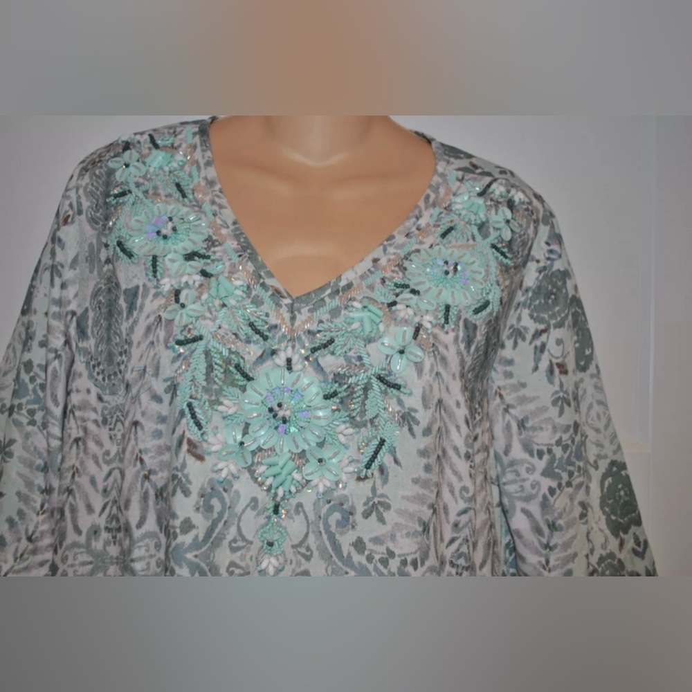 SOFT SURROUNDINGS Amirah Beaded Caftan Maxi Dress size PS Never Worn - Picture 2 of 5